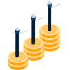 Icon of coins with a flag