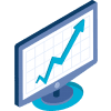 Icon of a computer screen with an upwards arrow