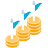 Icon of coins with a flag