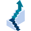 Icon of a staircase with an upwards arrow