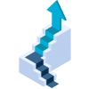 Icon of a staircase with an upwards arrow