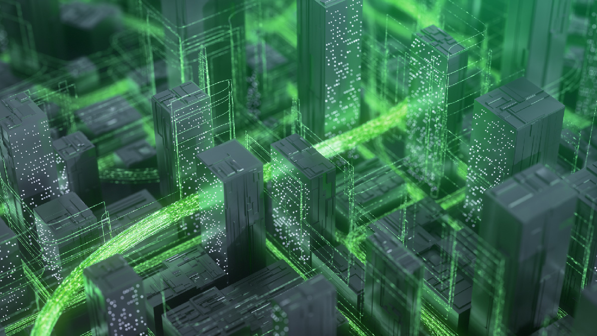 city connected by network green